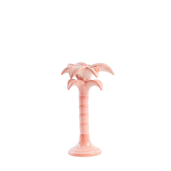 Medium Handpainted Pink Palm Candle Holder