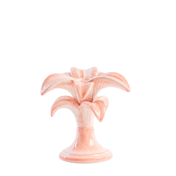 Small Handpainted Pink Palm Candle Holder
