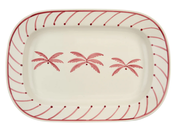 Pink Medium Palm Tree Ceramic Serving Platter
