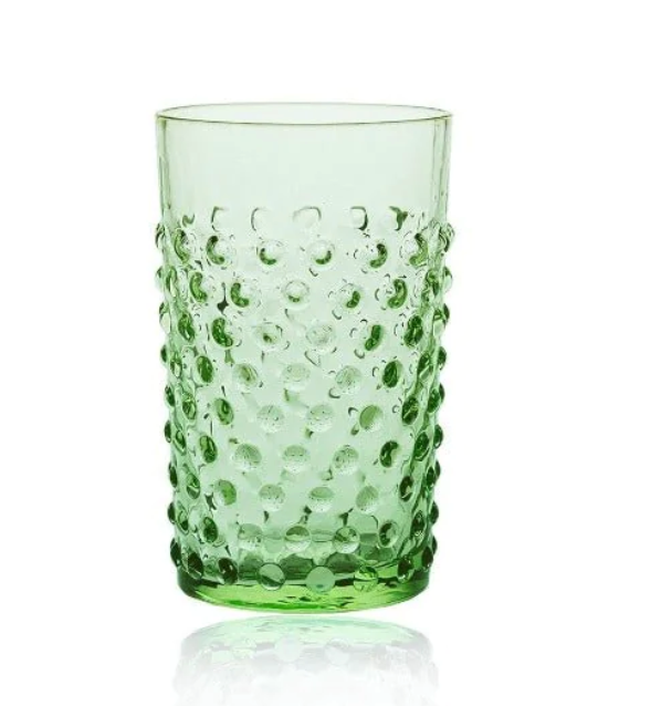 Light Green Hobnail Glasses (set of 6)