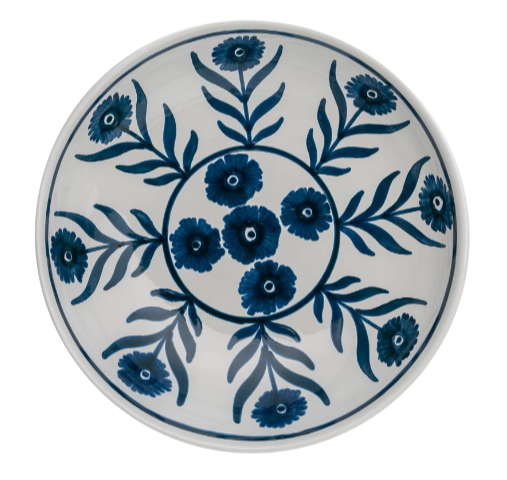 Blue Summer Flower Ceramic Shallow Bowl