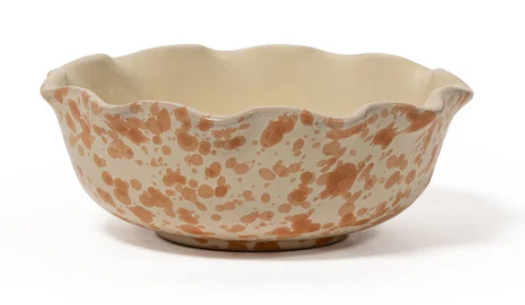 Splatter Scallop Tan and Ivory Dish