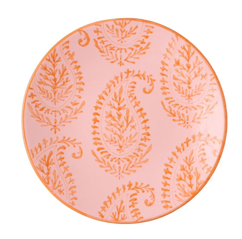 Peter Dunham + Hudson Grace Pink Kashmir Hand-Painted Paisley Salad Plate