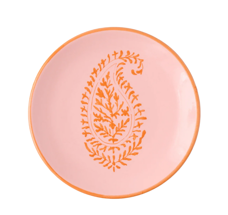 Peter Dunham + Hudson Grace Pink Kashmir Hand-Painted Paisley Appetizer Plate