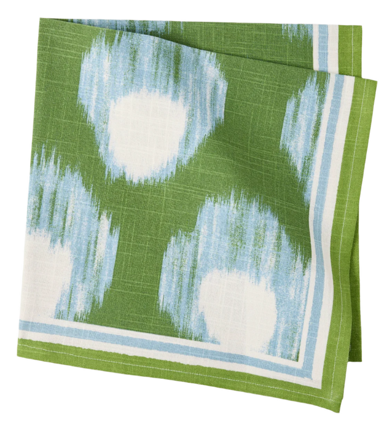 Peter Dunham + Hudson Grace Green Bukhara Ikat Printed Napkin