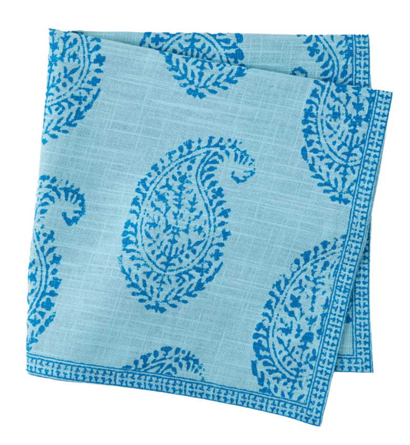 Peter Dunham + Hudson Grace Blue Kashmir Paisley Printed Napkin
