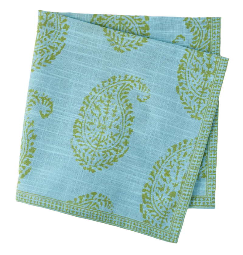 Peter Dunham + Hudson Grace Green Kashmir Paisley Printed Napkin