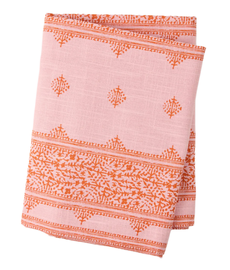 Peter Dunham + Hudson Grace Pink Fez Stripe Printed Tablecloth