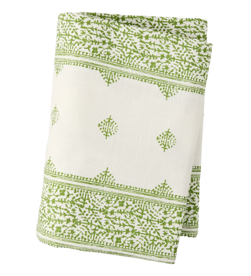 Peter Dunham + Hudson Grace Green Fez Stripe Printed Tablecloth