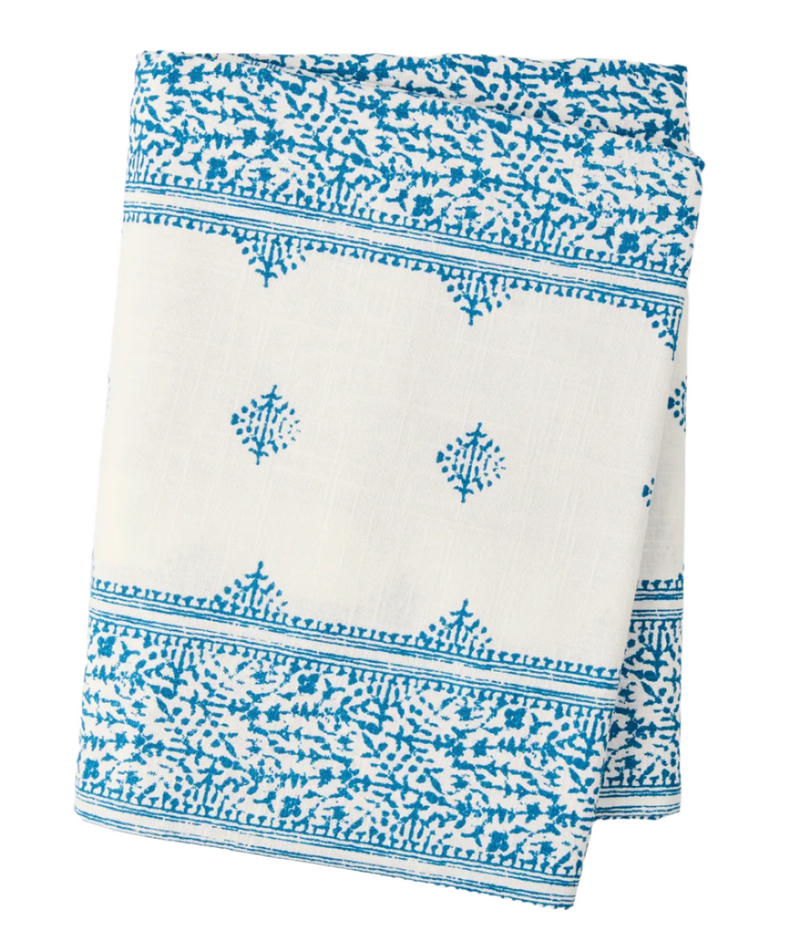 Peter Dunham + Hudson Grace Blue Fez Stripe Printed Tablecloth