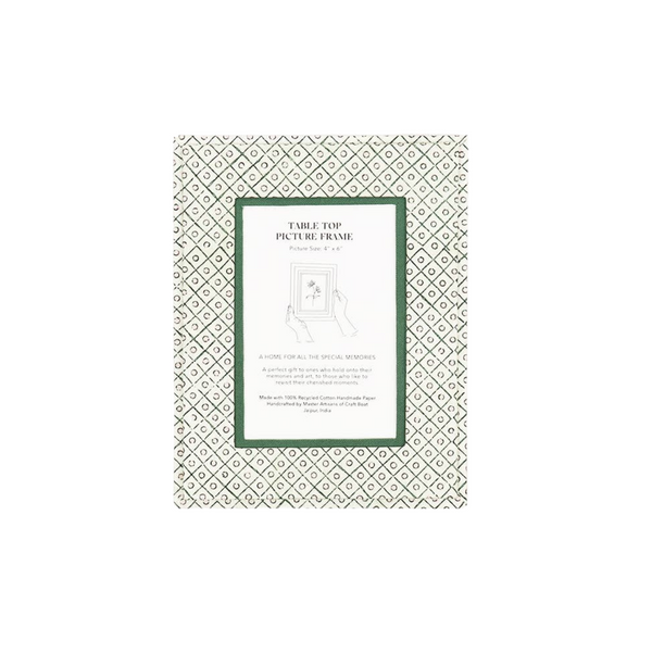 Dot and Grid Table Top Picture Frame - Green