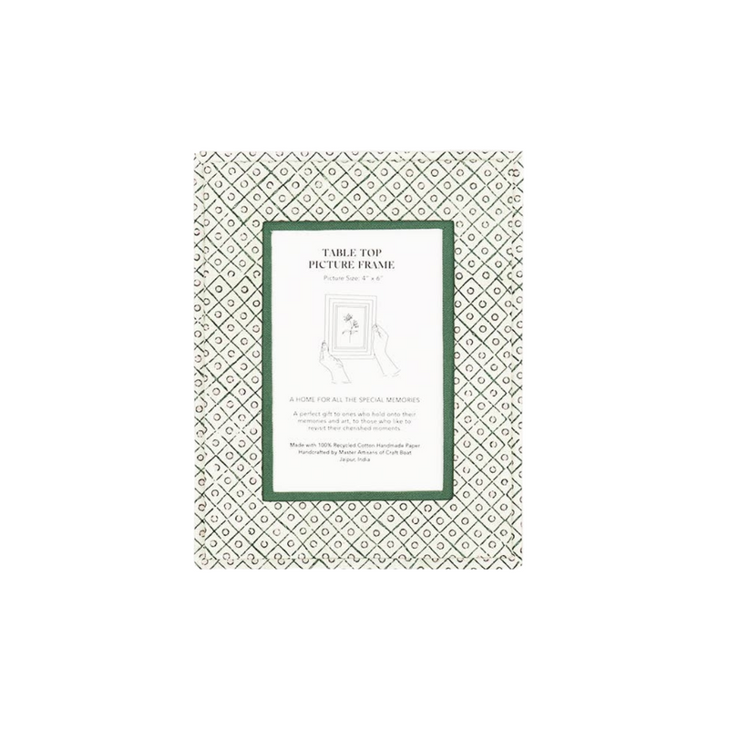 Dot and Grid Table Top Picture Frame - Green