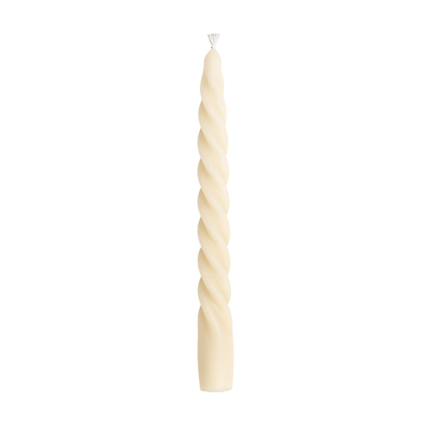 Ivory Twisted Beeswax Taper Candle