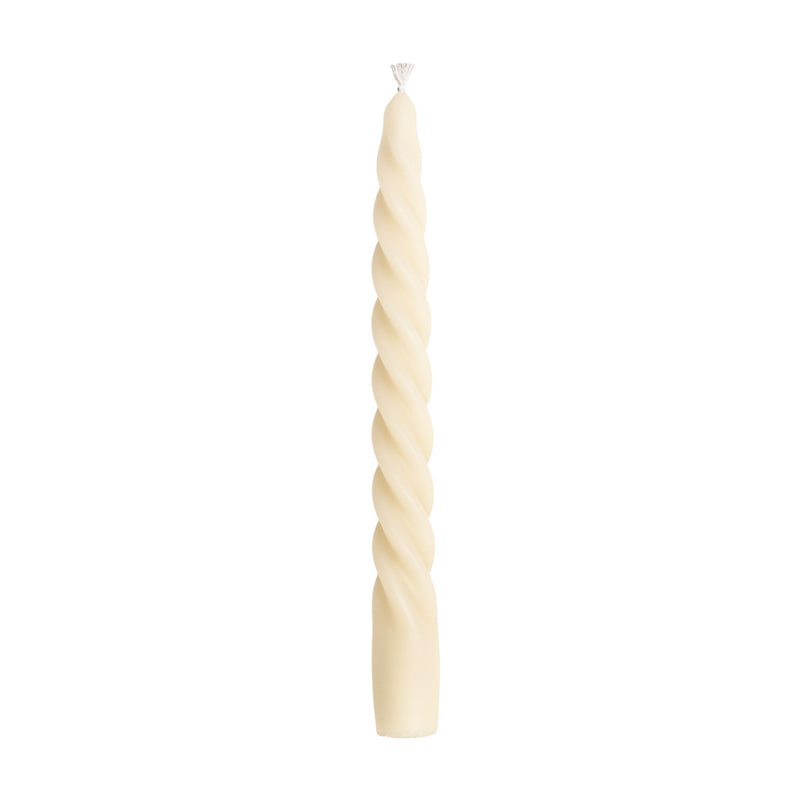Ivory Twisted Beeswax Taper Candle