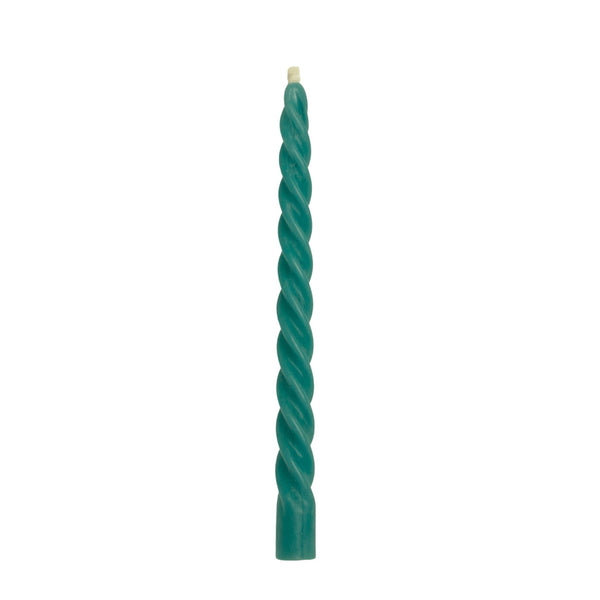 Teal Twisted Beeswax Taper Candle