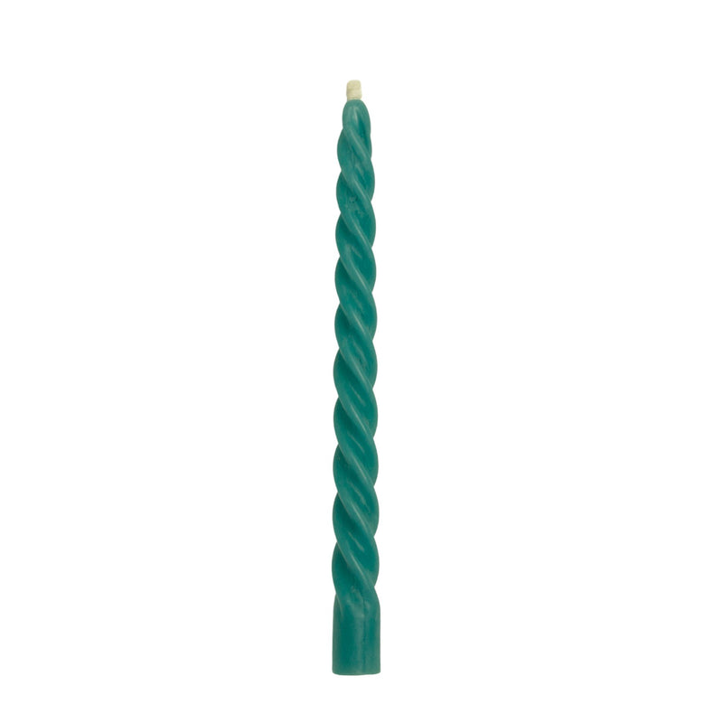 Teal Twisted Beeswax Taper Candle