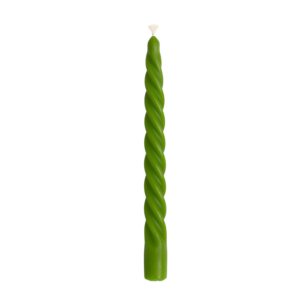Green Twisted Beeswax Taper Candle