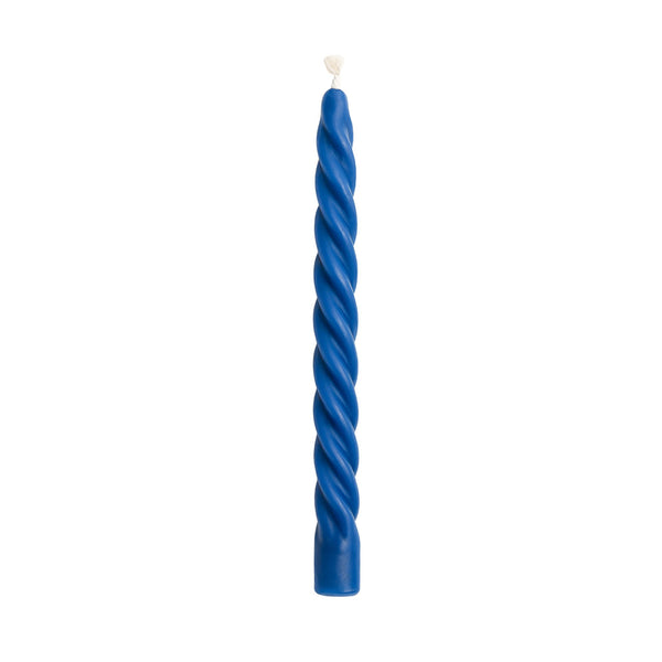 Blue Twisted Beeswax Taper Candle
