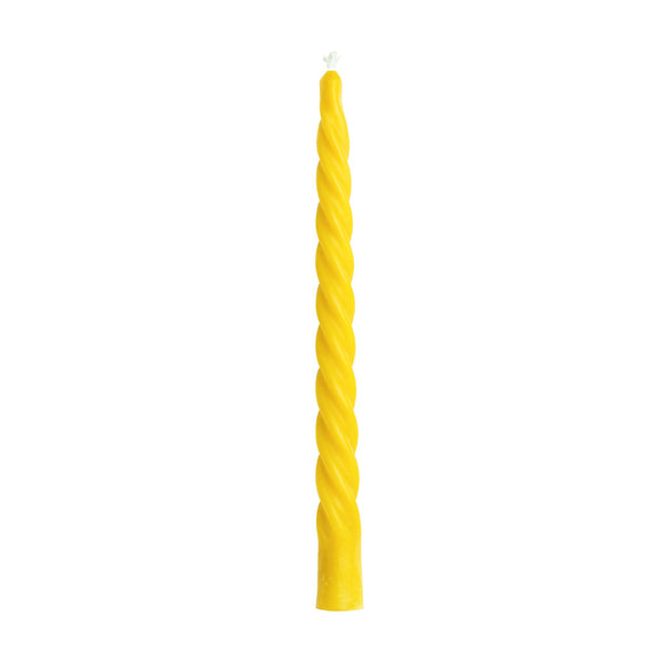 Yellow Twisted Beeswax Taper Candle