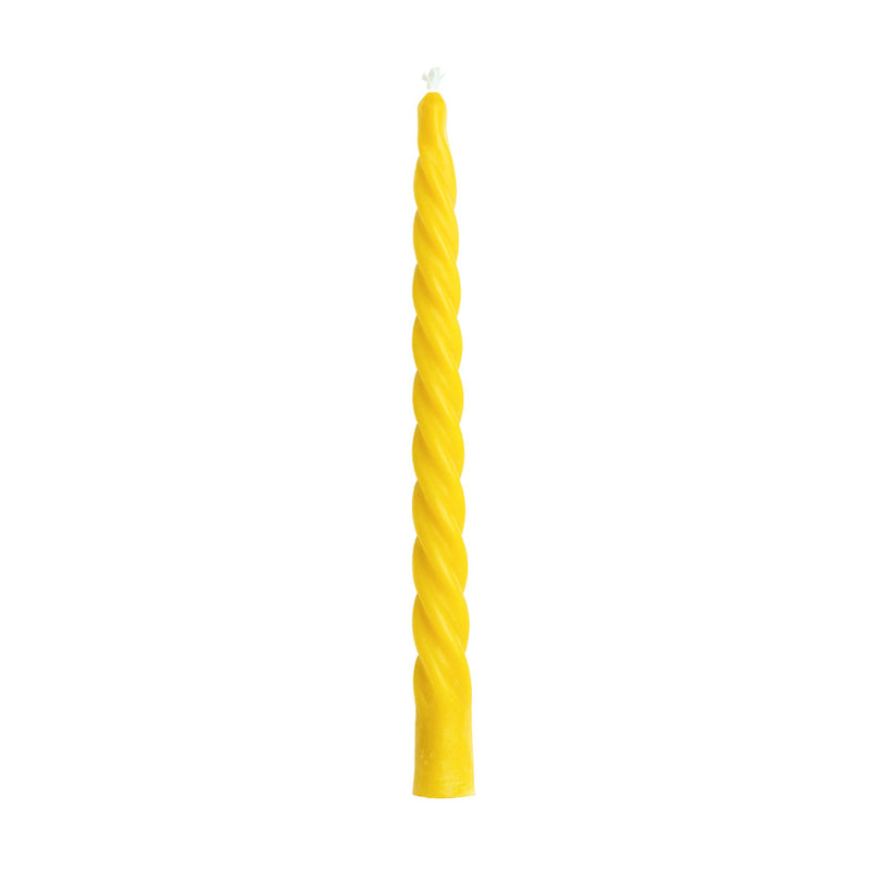 Yellow Twisted Beeswax Taper Candle