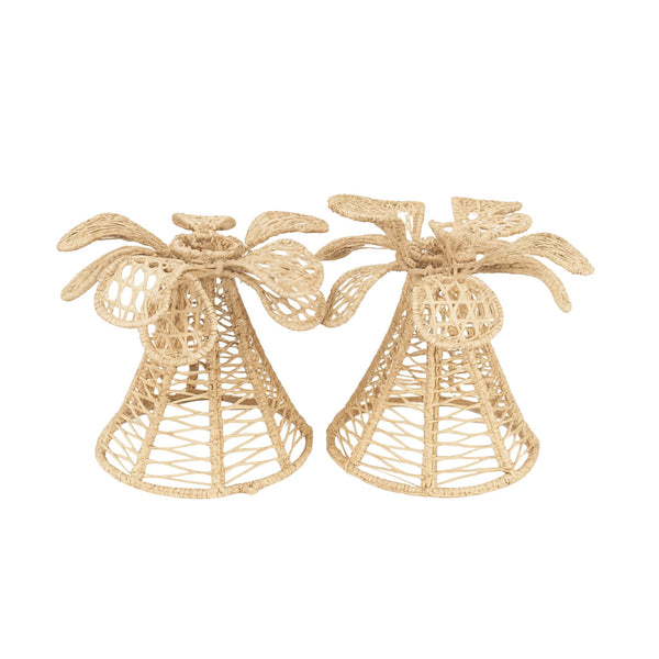 Small Woven Palm Tree Candlestick Holder (Set of 2)