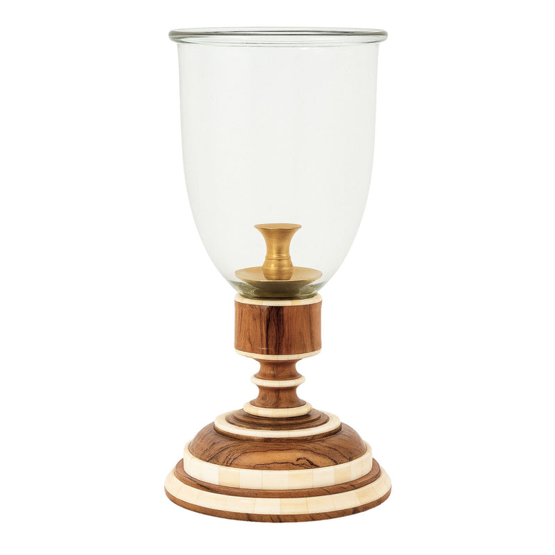 Bone Inlay Hurricane Candle Holder