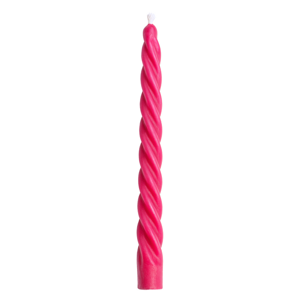 Pink Twisted Beeswax Taper Candle
