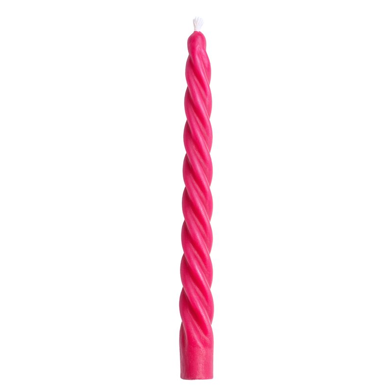 Pink Twisted Beeswax Taper Candle
