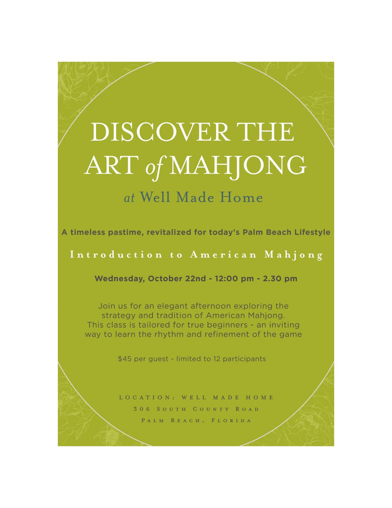 Introduction to American Mahjong - PALM BEACH ONLY