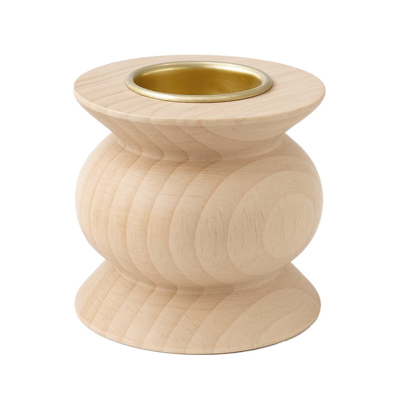 Small Totem Round Wooden Candle Holder
