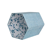 Blue Block Printed Hexagon Collapsible Waste Basket