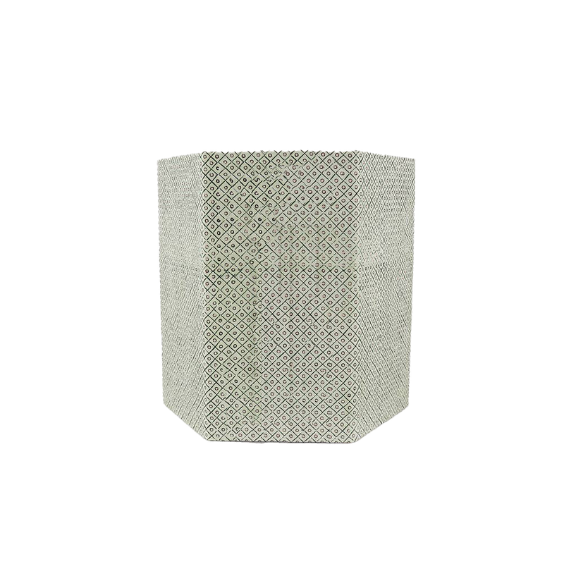 Green Block Printed Hexagon Collapsible Waste Basket