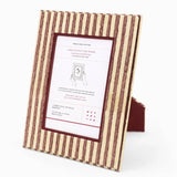 BLOCK PRINTED YELLOW/BROWN STRIPE PICTURE FRAME