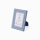 BLOCK-PRINTED HARBOR BLUE FLORAL STRIPE PICTURE FRAME