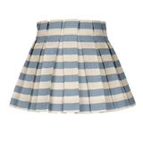 French Blue Tangier Stripe Linen Box Pleat Lampshade