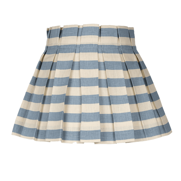 French Blue Tangier Stripe Linen Box Pleat Lampshade