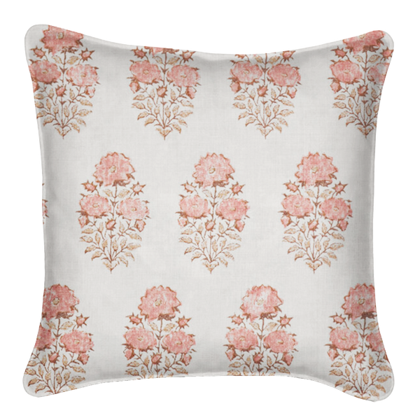 Mughal Flower Coral Pillow Cover
