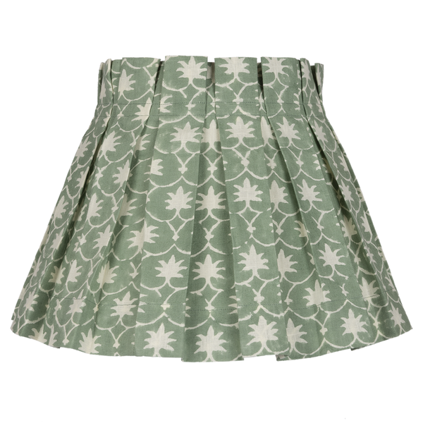 Jade Inverse Palm Grover Linen Box Pleat Lampshade