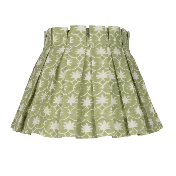 Olive Inverse Palm Grover Linen Box Pleat Lampshade