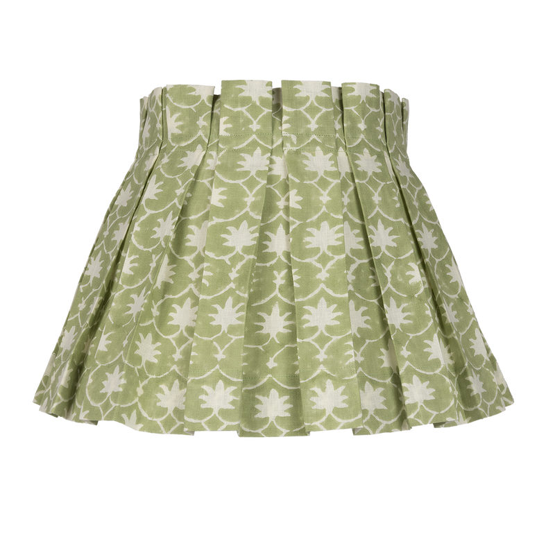 Olive Inverse Palm Grover Linen Box Pleat Lampshade