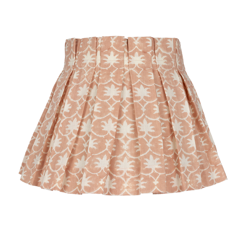Rhubarb Pink Inverse Palm Grover Linen Box Pleat Lampshade