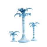 Medium Handpainted Blue Palm Candle Holder