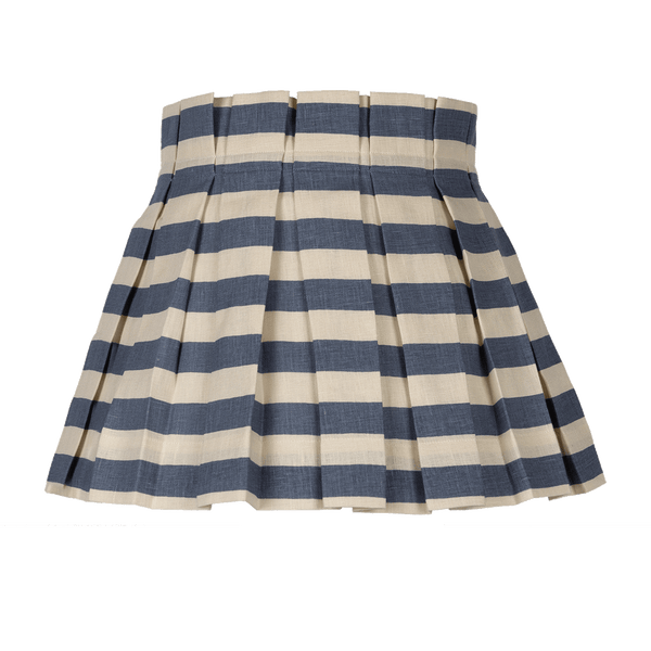 Denim Blue Tangier Stripe Linen Box Pleat Lampshade