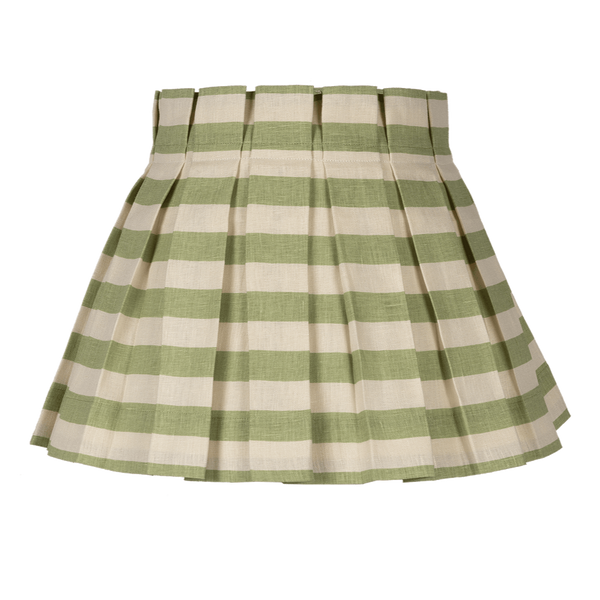 Olive Tangier Stripe Linen Box Pleat Lampshade