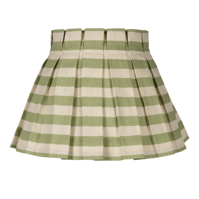 Olive Tangier Stripe Linen Box Pleat Lampshade