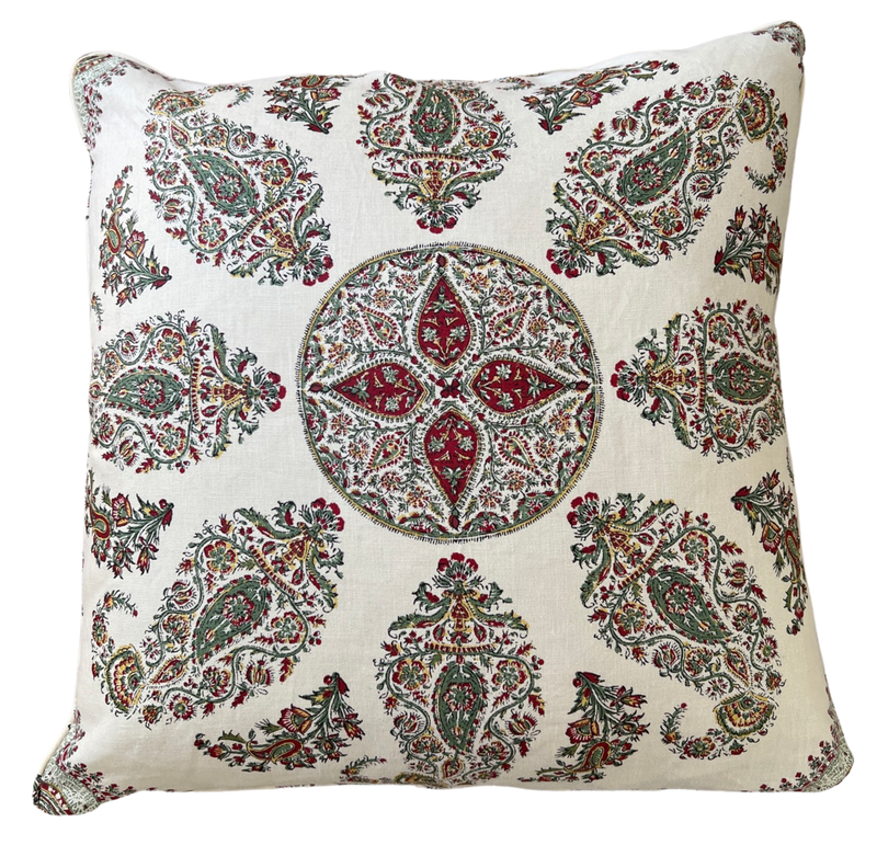 Samarkand Red and Green Pillow Cover