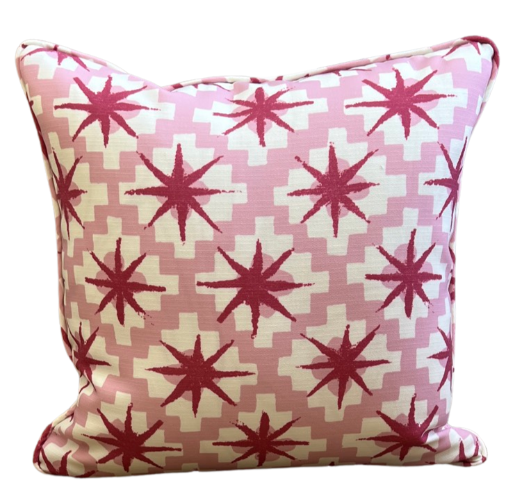 Starburst Raspberry/Pink Outdoor Pillow Cover