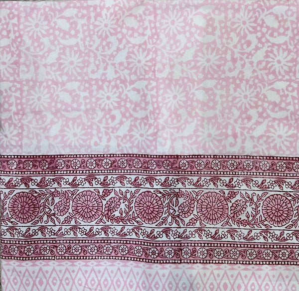 Pink Block Print Round Tablecloth