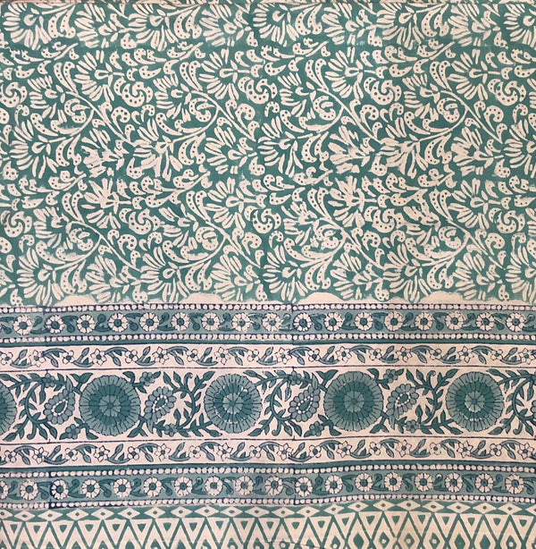 Turquoise Round Block Print Tablecloth