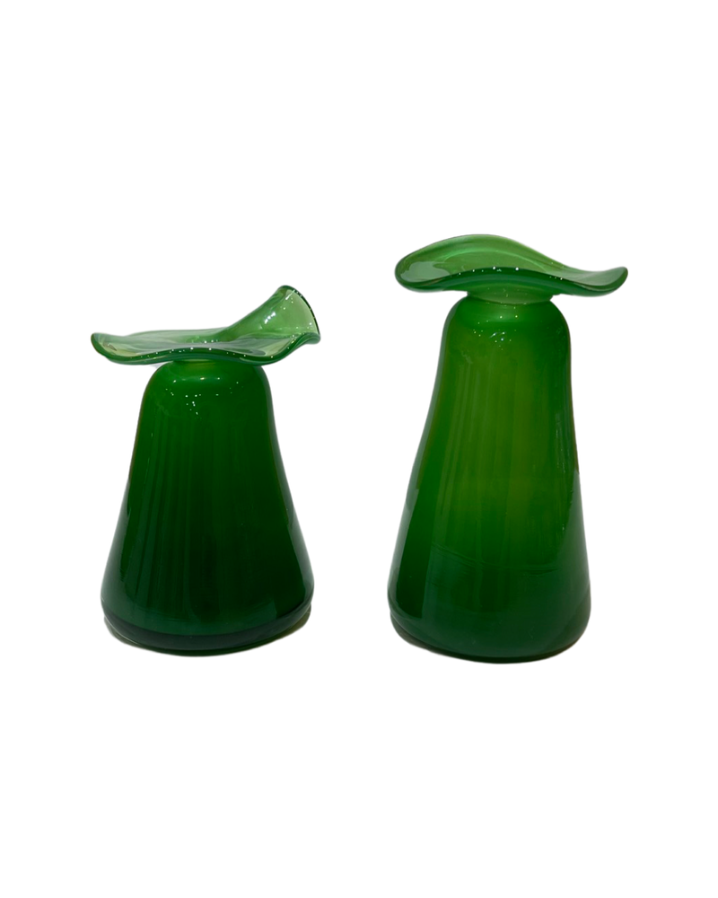 Ruffle Dark Green Bud Vase